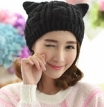 Hand Made 3D Cute Knitted Cat Ear Beanie For Winter - Image 7