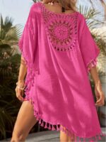 Women's Crochet Lace Tassel Beach Cover-Up Dress - Image 4
