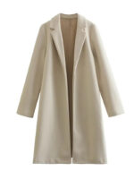 Women's Casual Woolen Lapel Non-buckle Overcoat Coat - Image 5
