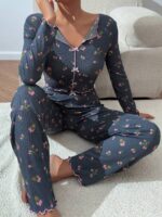 Home Wear Casual Printed Trousers Long Sleeve European And American Suitable For Daily Wear Two-piece Set - Image 7