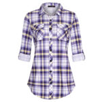 Plaid Pouch Button Cuff Comfort And Casual Printed Women's Shirt - Image 5