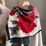 Retro Floral Artificial Cashmere Scarf Women's Thick Warm Scarf - Image 5