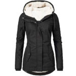 Solid Color Pocket Long-sleeve Zipper Fleece Padded Coat Women - Image 2