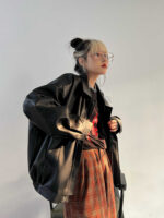 Women's Loose Pu Leather Short Retro Coat - Image 3