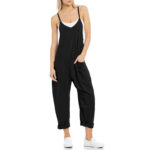 Women's Pocket Spaghetti Straps Knitted One-piece Trousers - Image 4