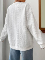 Women's Casual Jacquard Oversized Round Neck Hoodie - Image 3