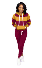 Women's Clothing Sweater Stitching Hooded Casual Sports Suit - Image 5