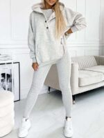 Athleisure Hoodie With Thick Thread Slim-fit Vest Pants Three Pieces Set - Image 7