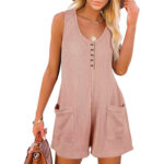 European American Summer New Women's Loose Casual Button Pocket Vest Jumpsuit - Image 2