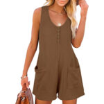 European American Summer New Women's Loose Casual Button Pocket Vest Jumpsuit - Image 7