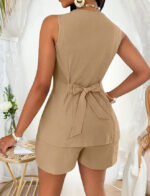 European And American Ladies Fashion Comfort And Casual Open Chest Lace-up Short-sleeved Shirt - Image 4
