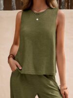 Solid Color Casual Loose Pants Sets For Women Elegant Spring Summer Women's Two Pieces Suit Full Trouser Set Female Outfit Clothes - Image 9
