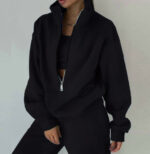 Women's Fashion Fleece Solid Color Sports Casual Suit - Image 7
