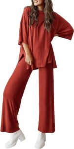 Casual Short-sleeved Pullover Top Wide-leg Pants Casual Suit - Image 9