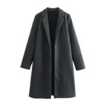 Women's Casual Woolen Lapel Non-buckle Overcoat Coat - Image 9