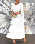 Women's Fashion Temperament Crew Neck Batwing Sleeve Dress - Image 8