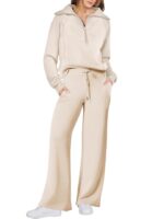 Leisure Sports Suit Long-sleeve Zipper Sweatshirt Wide Leg Pants Two-piece Set - Image 4