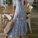 Women's Printed Medium Sleeve Long Dress - Image 3