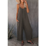 Women's Fashion Solid Color Pocket Loose Casual Sling Jumpsuit - Image 8