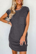 Striped Short Sleeve Pocket Dress Women - Image 10