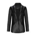 Single Button Commute Leisure Solid Color Leather Coat - Image 6