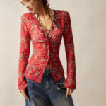 European And American Printed Shirt Women's Slim Fit Slimming Retro Temperament - Image 4