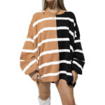 Striped Knitted Long-sleeved Sweater For Women - Image 2