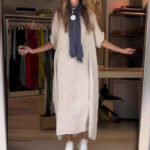 Loose Casual Solid Color Short Sleeve Cotton And Linen Dress - Image 2