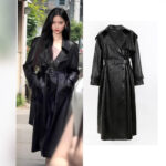 Black Windbreaker High-grade Long Tall PU Leather Jacket Overcoat - Image 2