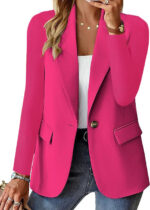 Polyester Autumn Long Sleeve Solid Color Cardigan Small Suit Jacket For Women - Image 4