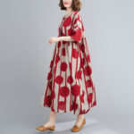 Literary Fat MM Large Size Loose Print Short Sleeve Dress - Image 5