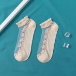 Women's Thin Spun Glass Lace Crystal Boat Socks - Image 10