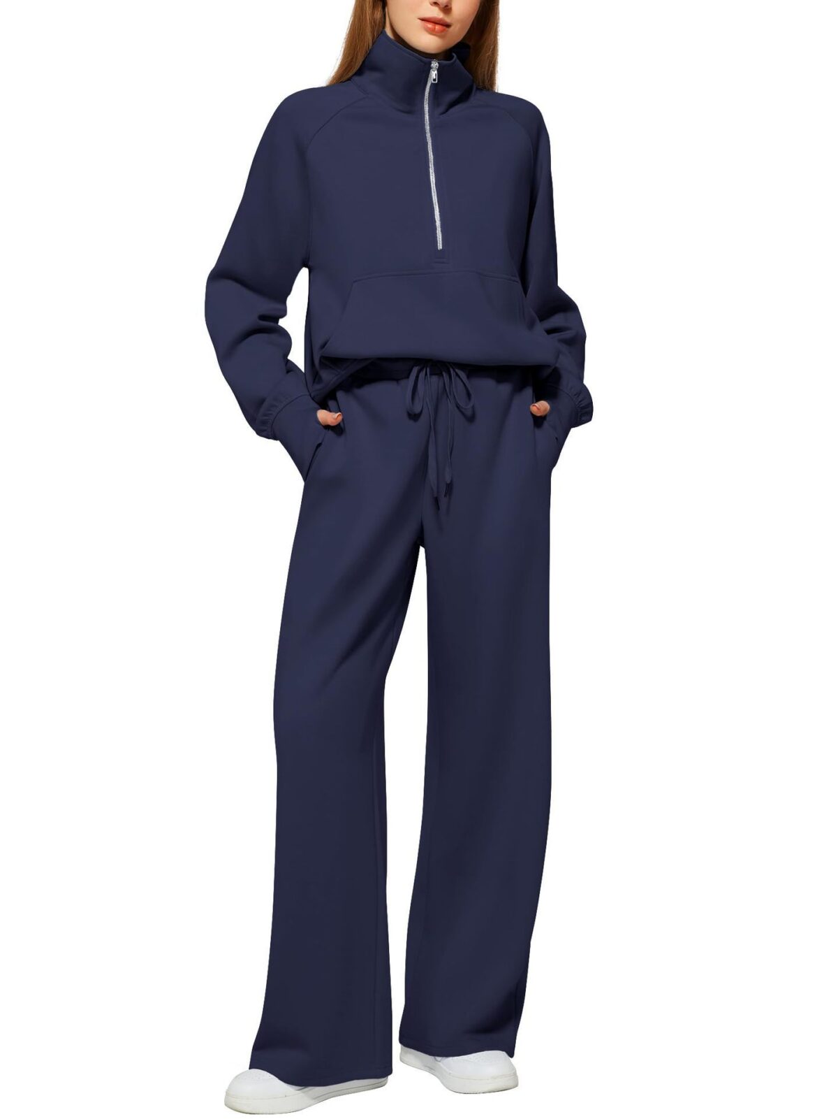 Solid Color Long-sleeved Sweater Trousers Suit Women's Suit - Image 10