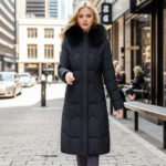 Winter Long Coat With Thickened Fur Collar Straight Slim Cotton-padded Jacket Women - Image 3