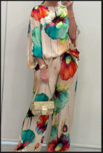 Indian Casual Round Neck Printed Satin Suit - Image 5