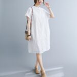 Literary Loose Plain Cotton And Linen Stand Collar Short Sleeves - Image 5