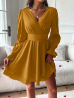 Women's Double-layer Skirt V-neck Tight Waist Dress - Image 10