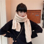 Sweet Labeling 8-word Twist Apricot Small Scarf - Image 2