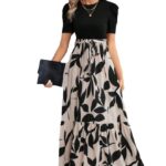 Floral Print Round Neck Exotic Vacation Style Elegant Dress - Image 6