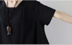 Cotton And Linen Short Sleeve Dress Large Size Women's Mid Length - Image 3