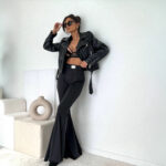 European And American Short Poly Urethane Leather Coat Top Zip Jacket - Image 3