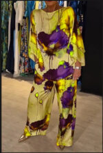 Indian Casual Round Neck Printed Satin Suit - Image 7