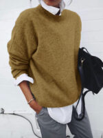 Fashion Long Sleeve Pullover Sweater Fall And Winter Fashion Solid Color Knitted Tops For Women Clothing - Image 3