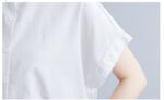Literary Loose Plain Cotton And Linen Stand Collar Short Sleeves - Image 6