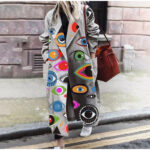 European And American Fashion Style Women's Autumn And Winter Print Long Coat With Long Sleeves - Image 5