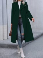 Autumn And Winter Long Coat For Women, Minimalist And Fashionable, Elegant For Commuting, Double-breasted Long-sleeve Faux Wool Long Women's Coat. - Image 2