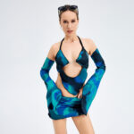 Hanging Neck Sleeve Sleeve -back Low Waist Bag Hip Skirt Suite - Image 3