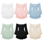 Fashion Solid Color Off-neck Pleated Ruffled Stitching Long Sleeve Casual Jumpsuit - Image 2