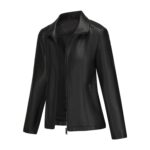 Women's Leather Jacket Knitted Stitching Stretch Coat - Image 6