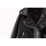 Women's Black PU Leather Zip Jacket - Image 3